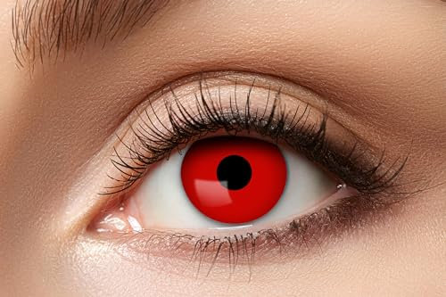 Zoelibat Eyecatcher 84027541-029 - Farbige UV-Kontaktlinsen, 1 Paar, für 12 Monate, Neon Rot, leuchtend, Karneval, Fasching, Halloween