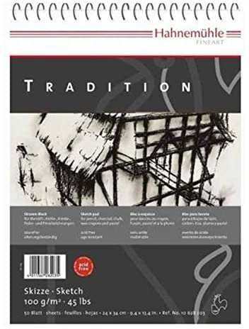 Hahnemühle Tradition Skizzenpapier, Zeichenblock mit 100 g/m², spiralisiert, 50 Blatt, 24x34 cm