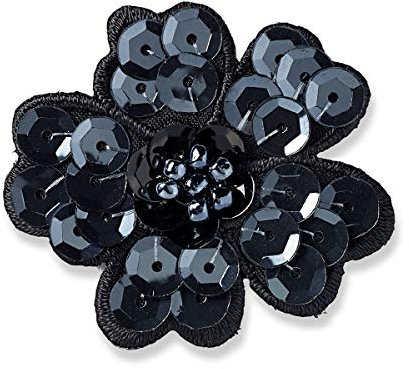 Prym 926182 Appliqué Sequin Flower Black