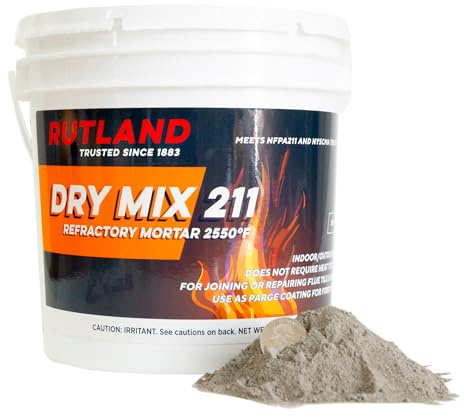 Rutland Dry Mix 211 Refractory Mortar 10 Pound - USA-Made High Temperature Mortar for Masonry - 2550°F Fire Cement Patch for Fireplace Brick, Fire Pit, Kiln, Forge & Pizza Oven Repair