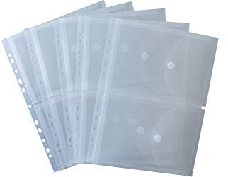 EXXO by HFP 35761 2 Dokumententasche A5 auf A4, Klettverschluss und Abheftrand, 5 Stück mit Kölappe mit Klettverschluss mit 15 mm Füllhöhe, transparent klar, 310 x 235 mm