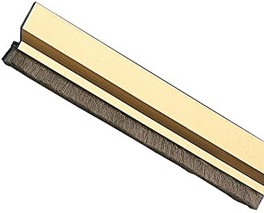 Amig - Burlete para puertas de entrada o de paso - Burlete adhesivo de sobreponer - Cepillo de pelo - Lámina de plástico entre la escobilla - 1 m - Oro - Aluminio