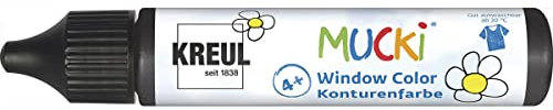 KREUL 24430 - Mucki Window Color, Konturenfarbe schwarz, 29 ml Pen, Fenstermalfarbe auf Wasserbasis, parabenfrei, glutenfrei, laktosefrei, vegan, leicht vermalbar, auswaschbar