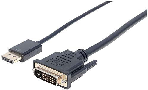 Manhattan DisplayPort/DVI Câble Adaptateur Fiche mâle DisplayPort, Fiche mâle DVI-D 24+1 pôles 3.00 m Noir 152136 Feuille de Blindage, certifié UL Câble