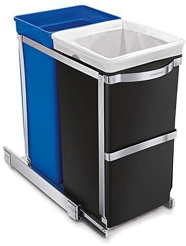simplehuman CW1016 cubo de reciclaje extraíble, estructura de acero resistente, 35 L (20/15)