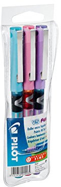 Pilot – Blister 3 V5 hi-tecpoint – Tintenroller, Flüssigtinte, Fein Turquoise, rose & violet