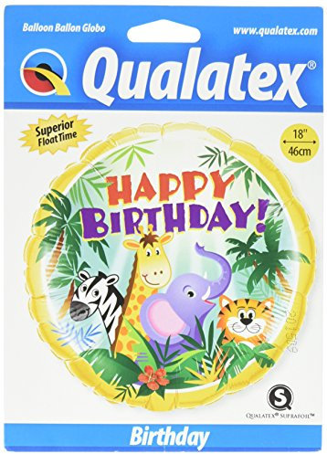 Pioneer Ballon Company B'day Jungle Friends Folienballon, 45,7 cm, mehrfarbig