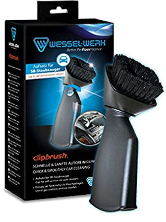 ClipBrush SB-Staubsaugeraufsatz mit 360 Grad schwenkbaren Bürstenkopf für den Einsatz an Waschanlagen und Tankstellen zur schonenden Auto-Innenpflege