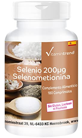 Vitamintrend Selen 200µg, 180 Tabletten, schluckfreundlich, hochdosiert, hefefrei, Nahrungsergänzungsmittel vegan ohne Magnesiumstearat, in Deutschland hergestellt