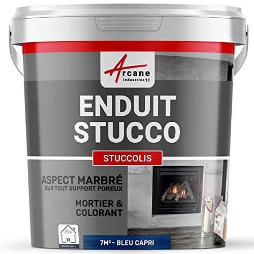 Mortier et teinte, stuc, sans primaire, ni finition : Stuccolis - kit jusqu'à 7 m² Bleu Capri - ARCANE INDUSTRIES