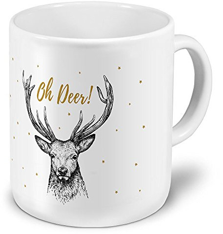 printplanet XXL Riesen-Tasse mit Motiv Oh Deer, Kaffeebecher, Mug, Becher, Kaffeetasse - Farbe Weiß