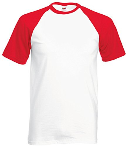 Fruit of the Loom Baseball T-Shirt Weiss/Rot,XL