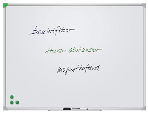 FRANKEN Whiteboard, Schreibtafel U-Act!Line®, lackiert, magnetisch, beschreibbar, trocken abwischbar, mit Aluminiumrahmen, Magnettafel zur Wandbefestigung, Weiß, 80 x 60 cm, SC916080