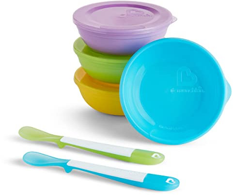 Munchkin Love A Bowls | Tasses pour Bébé et Tout-Petits avec Couvercles | Tasses en Plastique Colorées pour Alimentation | Contenants de Rangement pour Enfants et Bébés