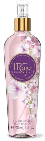 Maja Plum Blossom Perfumed Body Mist with Floral and Fruity notes to refresh yourself any time, Transparent Purple, 8.1 Fl Oz, Spray Bottle