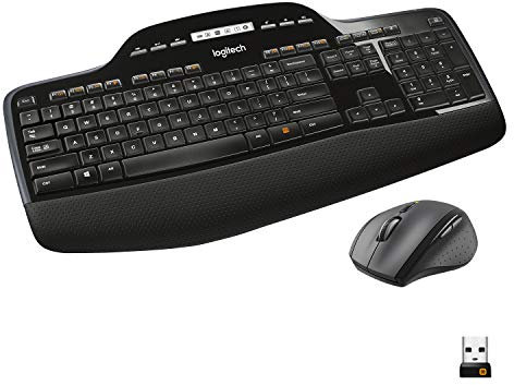 Logitech MK710 Kabelloses Tastatur-Maus-Set, 2.4 GHz Verbindung via Unifying USB-Empfänger, 3-Jahre Batterielaufzeit, LCD-Batterieanzeige, PC/Laptop, Skandinavisches QWERTY-Layout - Schwarz