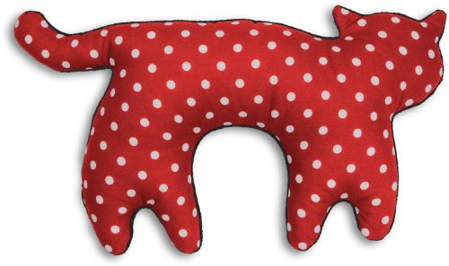 Leschi REISEKISSEN für erholsamen Schlaf in Auto, Flugzeug und Camping-Bett/Reisegeschenk für Kinder und Erwachsene/waschbares Nackenkissen/Katze Feline, rot gepunktet schwarz