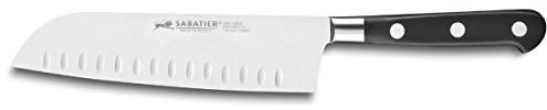 Coltello Santoku zigrinato forgiato Rivetti in acciaio inox Ideale Sabatier 18 cm