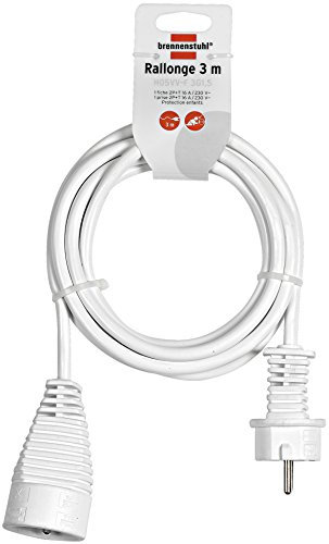 Brennenstuhl Rallonge 3m de câble (Utilisation en intérieur) 1168431 Blanc
