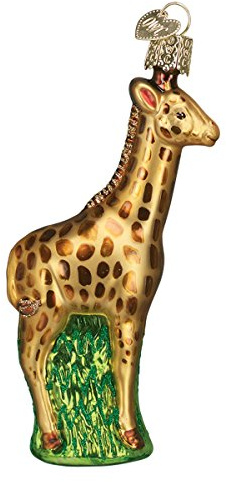 Old World Christmas Baby Giraffe Glass Blown Ornament for Christmas Tree, Handcrafted Holiday Decoration, Wildlife Animal Collection
