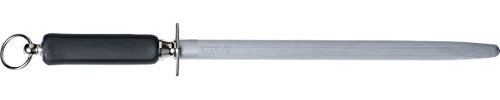 Güde Wetzstahl, oval, Serie Omikron, Griff PPN schwarz Küchenmesser, Edelstahl, Silber, 39.2 x 22.6 x 7 cm