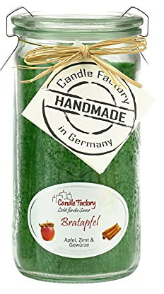 Candle Factory Kerze Mini Jumbo wiesengrün Bratapfel Duft 307038