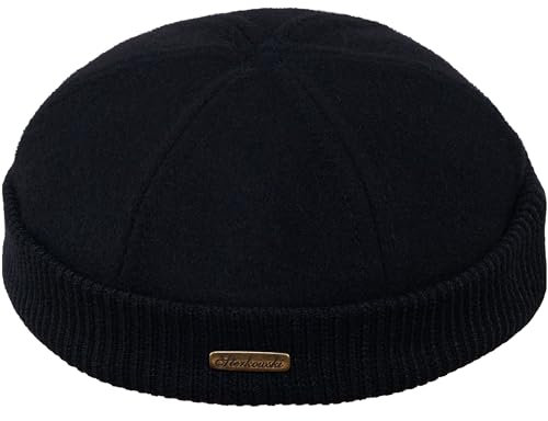 Sterkowski Navy Watch | Wolle Beanie Kappe für Herren und Frauen | Docker Cap Leon der Profi Beanie Fahrrad Mütze Kapitänsmütze Wintermütze 59 cm Schwarz