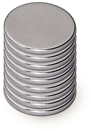 MAUL Neodym-Scheibenmagnet – flacher Magnet mit hoher Haftkraft für einen vielseitigen Einsatz – Magnet rund mit elegantem und modernem Design – Ø 10 x 1 mm – 10er Pack – hellsilber