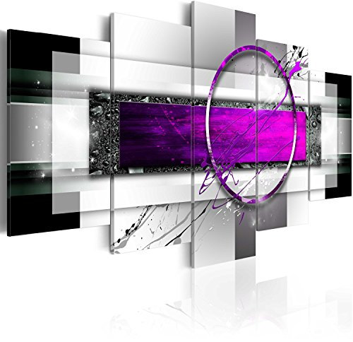 B&D XXL Acrylglasbild Abstrakt 200x100 cm 5 Teilig Wandbild auf Acryl Glas Bilder Kunstdruck Moderne Wanddekoration - violett weiß Kreis a-A-0052-k-o