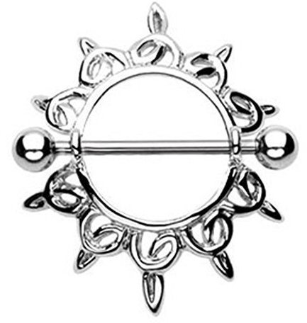 Tapsi´s Coolbodyart® Brustpiercing Edelstahl Chirurgenstahl 316L Rund Schild Tribal Sonne