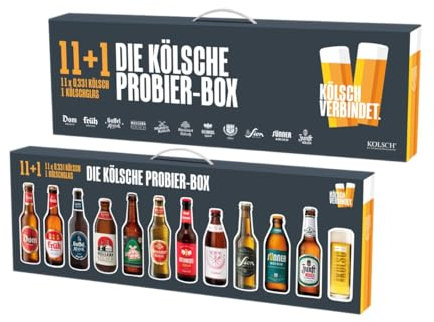 Kalea | Kölsch-Verbindet Bierbox | 11 Kölsch + 1 Kölschglas | Biergeschenk für Bierliebhaber | Vatertag | Männertag | MHD 07/25