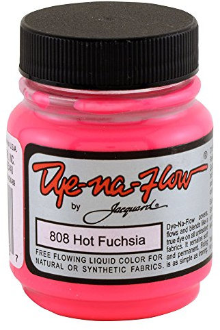 Jacquard Dye-Na-Flow Hot Fuchsia Liquid Fabric Paint, High Flow Acrylic Ink for Silk Painting, Textile Art, Wood Staining and Crafts, 66.54ml