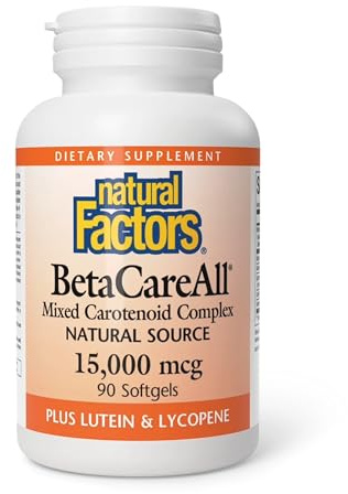 Natural Factors BetaCareAll 15,000 mcg - Mixed Carotenoid Supplement - Supports Healthy Skin, Hair, Eyes & Teeth - Provides Immune Support - Antioxidants & Vitamin A - 90 Softgels (90 Servings)