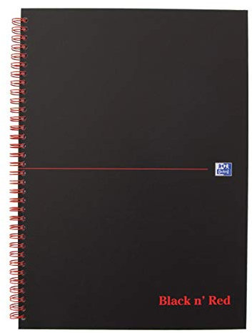 Oxford 400047651 Spiralbuch Black n' Red A5 liniert mattes Hardcover 70 Blatt schwarz/rot Notizblock Schreibblock Collegeblock, A5, 1 Stück