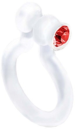 Piercingfaktor Universal Fake Piercing Bioflex Septum auch für Tragus Helix Ohr Nase Lippe Brust Intim - Klemmring mit Kristall Rot