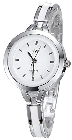 WANGSAURA® Womens Gold Silver Round Quartz Analog Watch Ladies Bracelet Wrist Watch Silver
