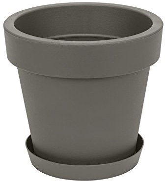 Pot de Fleur avec Soucoupe en Plastique Lofly, Classique, 30 cm diam, Gris