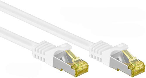 kab24® CAT7 Patchkabel/Netzwerkkabel/Computerkabel/Internetkabel 600 MHz Halogenfrei 10 GBit/s reines Kupfer (20m, Weiss)