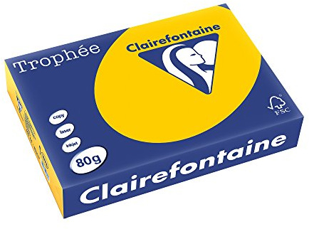 Clairefontaine 1978C - Ries Druckerpapier / Kopierpapier Trophee, intensive Farben, DIN A4, 80g, 500 Blatt, Sonnenblumengelb, 1 Ries