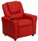 Flash Furniture Flash Möbel modernes beige Vinyl Kinder Liege mit Getränkehalter und Kopfstütze Lehnstuhl rot, 60.96 x 48.26 x 48.26 cm