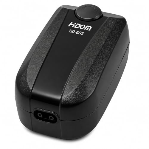 Hidom High Efficiency Quiet Aquarium Adjustable Air Pump - Twin Outlet Multi Speed 6 LPM,Black | Quiet twin outlet aquarium air pump with adjustable airflow for 80-600L fish tanks. Energy efficient with UK plug.