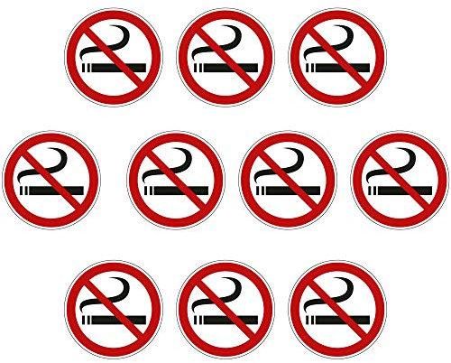 kleberio® 10 Selbstklebende Aufkleber Rauchen verboten 5 cm rund Nichtraucher Aufkleber Rauchverbot Schild Nichtraucher Schild No Smoking Aufkleber Verbotsschild Rauchen