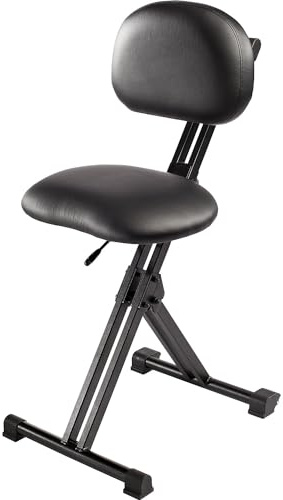 Certeo Mey Stehhilfe AF-SR-Comfort-KL, Modern, Schwarz, Kunstleder, Metall, L-förmig, Ergonomisch, Bürostuhl