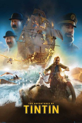 Tim und Struppi - International One Sheet in englisch Film Poster Druck - Grösse 61x91,5 cm + 1 Ü-Poster der Grösse 61x91,5cm