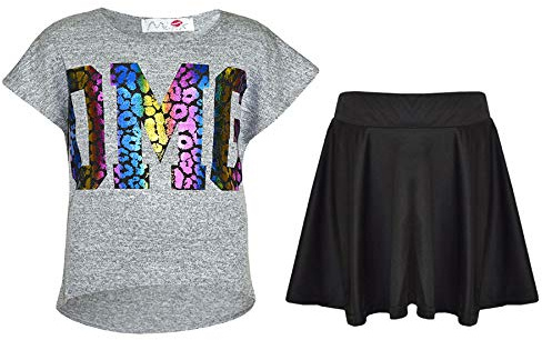 A2Z 4 Kids Girls T-Shirt and Skater Skirt Set Short Sleeve Top and Flared - OMG Top & Skirt Set 13