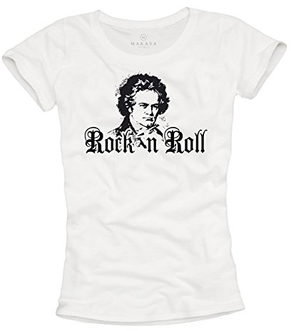 Ludwig Van Beethoven T-Shirt für Damen Rock´N ROLL weiß Größe S M L