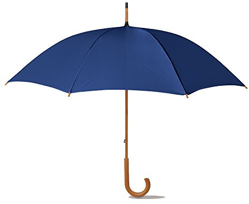 eBuyGB Wooden Crook Handle Large Umbrella Classic Manual Opening Rainproof for Men and Women Umbrella Windproof Strong - Navy Blue 41.5 Inch / 105cm Span 90cm Length