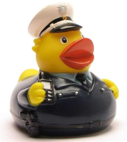 DUCKSHOP I Badeente Polizei I Quietscheente Polizist I L: 7,5 cm I inkl. Gummienten-Schlüsselanhänger im Set