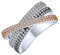 Personnalisez Bague Triple Bande Croisée Métal Noir Blanc Rose Pavé AAA CZ Empilage Faux Éternité Déclaration Cocktail pour Femmes Plaqué Argent Personnalisable