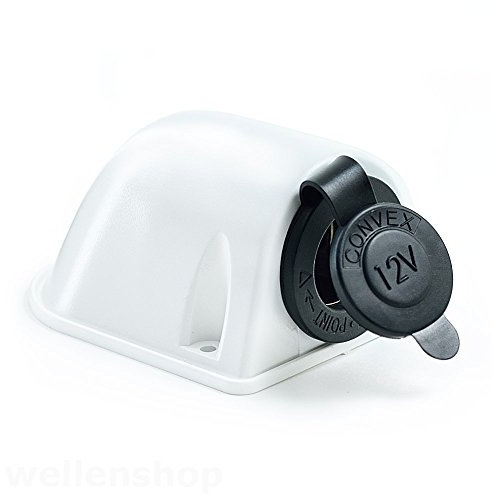 wellenshop 12V Aufbau Steckdose Zigarettenanzünder wasserdicht Weiß